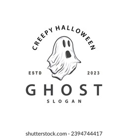 Spooky Fly Ghost Logo Simple Minimalist Vintage Scary Halloween Design