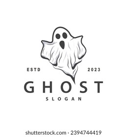 Spooky Fly Ghost Logo Simple Minimalist Vintage Scary Halloween Design