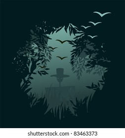 spooky forest background for halloween