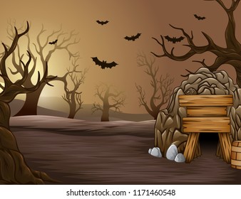 Spooky forest of halloween at afternoon