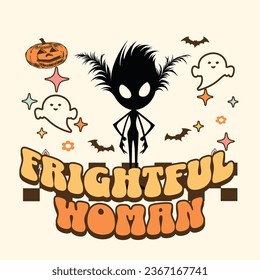 Spooky Frightful Woman and A Halloween Themed Logo