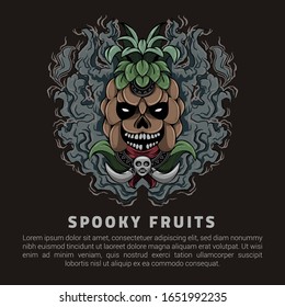 Spooky Fruits with Pineapple Monster illustration