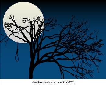 Spooky Full Moon highlight tree hanging noose