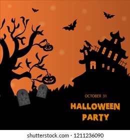 Spooky and Fun Halloween Illustration Featuring Pumpkins, Ghosts, Witches, and Haunted Elements