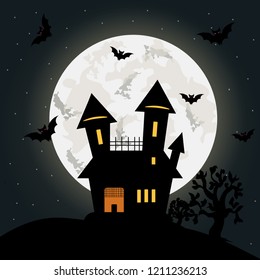Spooky and Fun Halloween Illustration Featuring Pumpkins, Ghosts, Witches, and Haunted Elements
