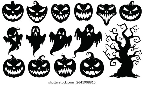Spooky and Fun Halloween Silhouettes Clipart Bundle for Your Creative Projects and Decorations