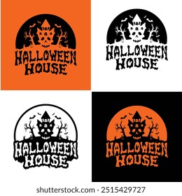 Gespenstisch und lustig! Dieses Logo-Design von 'Halloween House' ist perfekt für Halloween