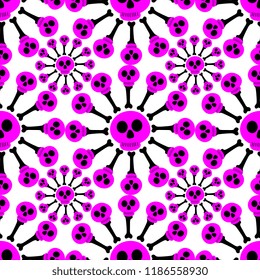 Spooky geometric halloween pattern abstract with skull mandala colorful vector