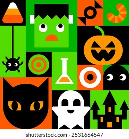 Ilustração de vetor de papel de embrulho de Halloween geométrico assustador