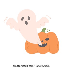 Fantasma espeluznante que aparece de la calabaza de jack.