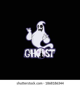 Spooky ghost with castle on text