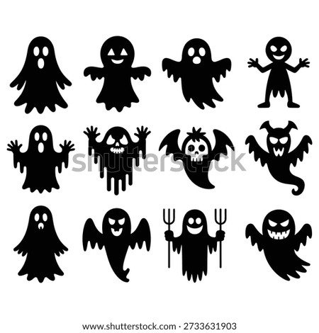 Spooky ghost characters halloween scary