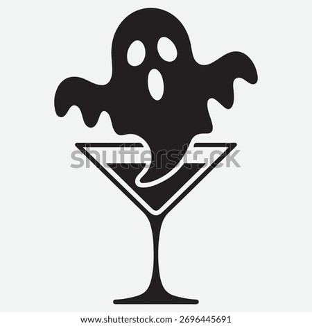 Spooky Ghost Cocktail Icon - Halloween Party Drink Graphic