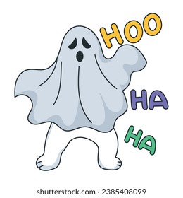 Spooky ghost doodle sticker is ready for premium use 