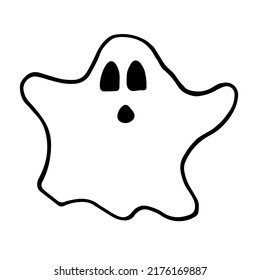 Spooky ghost doodle style vector graphic isolated on white background. Hand drawn spirit illustration