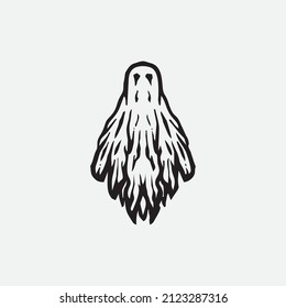 Spooky ghost drawing vector illustration.