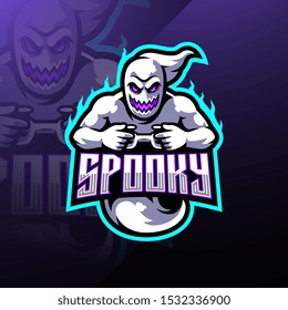 Spooky ghost esport mascot logo design