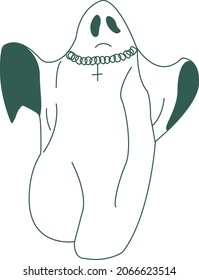 Spooky ghost, fancy green, vector