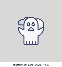 Spooky Ghost Filled Outline Icon, Logo, and illustration Vector