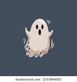 spooky ghost in flat vector design.