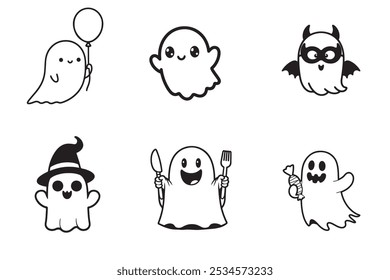 spooky ghost group bundle vector art