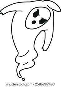 Spooky ghost Halloween character vector illustration