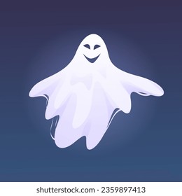 Spooky Ghost of halloween, isolated of personages in costumes. Halloween scary ghostly monster