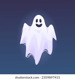 Spooky Ghost of halloween, isolated of personages in costumes. Halloween scary ghostly monster