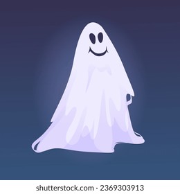 Spooky Ghost of halloween, isolated of personages in costumes. Halloween scary ghostly monster