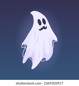 Spooky Ghost of halloween, isolated of personages in costumes. Halloween scary ghostly monster