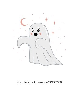 SPOOKY GHOST HALLOWEEN WHITE BACKGROUND