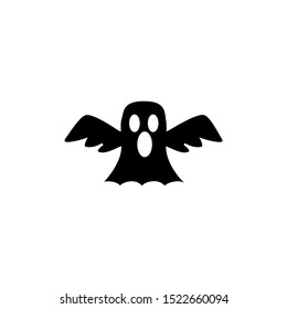 spooky ghost icon in black
