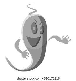 Spooky ghost icon. Gray monochrome illustration of spooky ghost vector icon for web