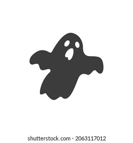 Spooky Ghost Icon Isolated on Black and White Vector Graphic