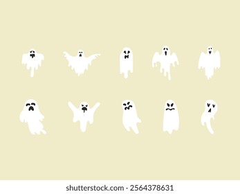 Spooky Ghost Illustration Element Set 