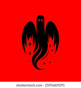 Spooky Ghost with Mystical Wings – Halloween Horror Vector