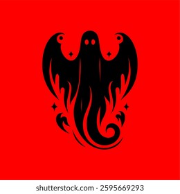 Spooky Ghost with Mystical Wings – Halloween Horror Vector