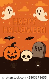 Spooky Ghost Skull Tombstone Background
