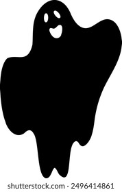 Spooky ghost vector illustration. Halloween scary and friendly character