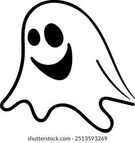 Spooky ghost vector illustration. Halloween scary and friendly character
