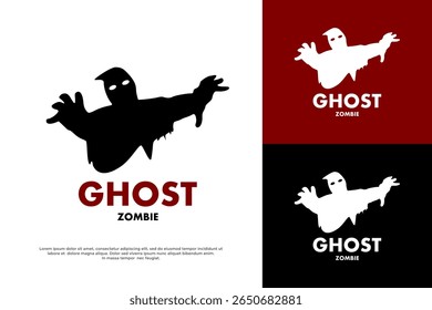 Spooky ghost zombie silhouette logo, perfect for Halloween, horror themes, or gaming