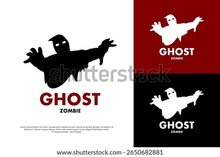Spooky ghost zombie silhouette logo, perfect for Halloween, horror themes, or gaming