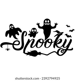 spooky ghosts halloween black vector graphic design and cut file