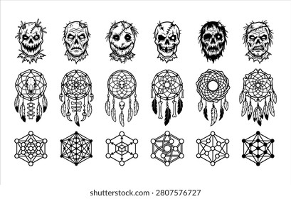 Spooky ghosts and paranormal entities for halloween events, supernatural themes, and haunted horror concepts.