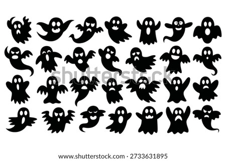 Spooky ghosts with various expressions halloween scary