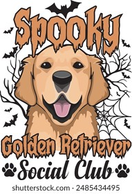 Spooky Golden Retriever Social Club Halloween T shirt Design