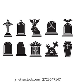Spooky Graveyard Vector Colección Classic Horror Tombstones