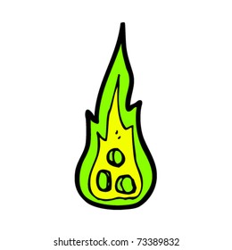 caricatura espeluznante sobre la llama verde