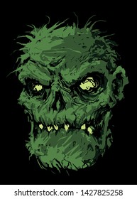 spooky green zombie on black background