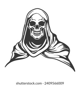 Spooky grim reaper Ghost Costume skull vector design.